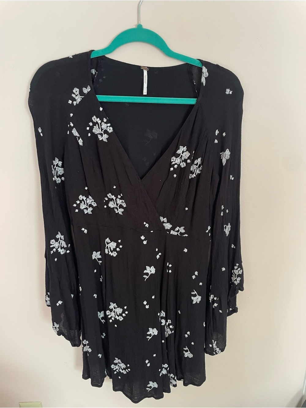 Black Floral V-Neck Women’s Blouse